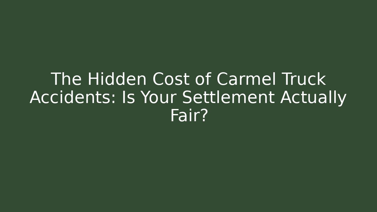 The Hidden Cost of Carmel Truck Accidents: Is Your Settlement Actually Fair?