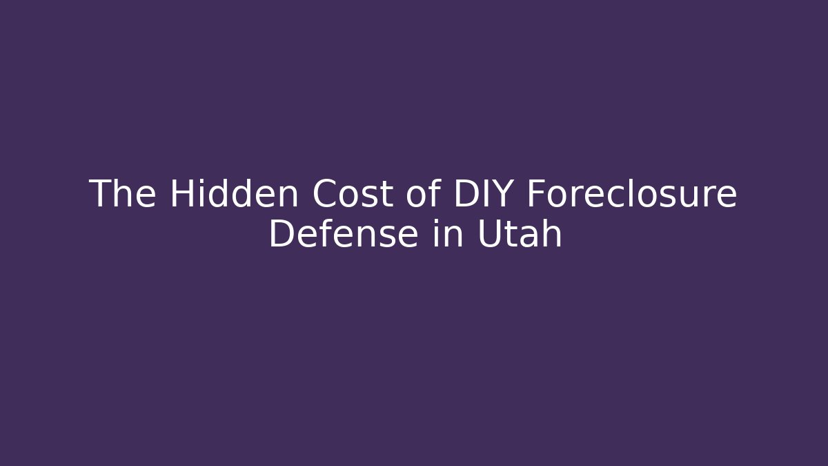 The Hidden Cost of DIY Foreclosure Defense in Utah