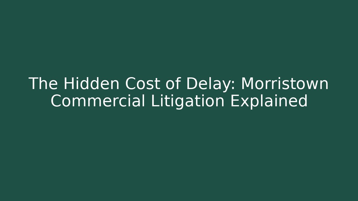 The Hidden Cost of Delay: Morristown Commercial Litigation Explained