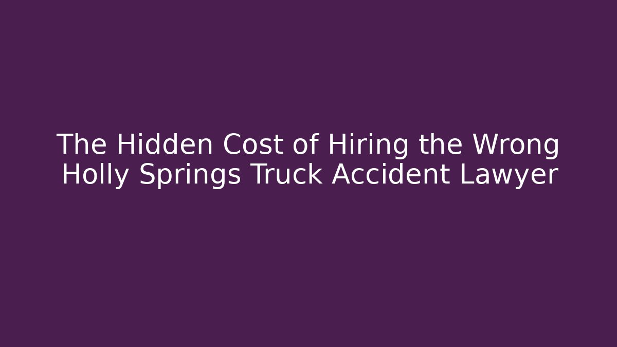 The Hidden Cost of Hiring the Wrong Holly Springs Truck Accident Lawyer