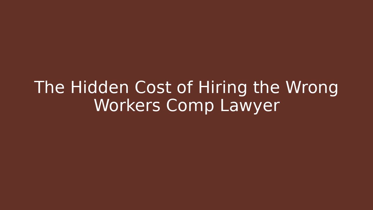 The Hidden Cost of Hiring the Wrong Workers Comp Lawyer