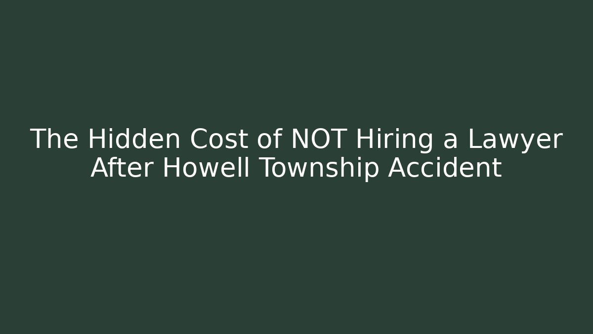 The Hidden Cost of NOT Hiring a Lawyer After Howell Township Accident