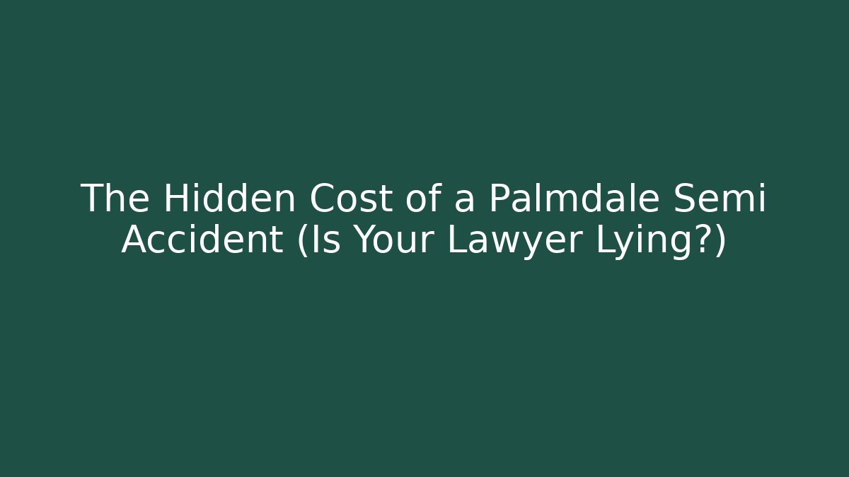 The Hidden Cost of a Palmdale Semi Accident (Is Your Lawyer Lying?)