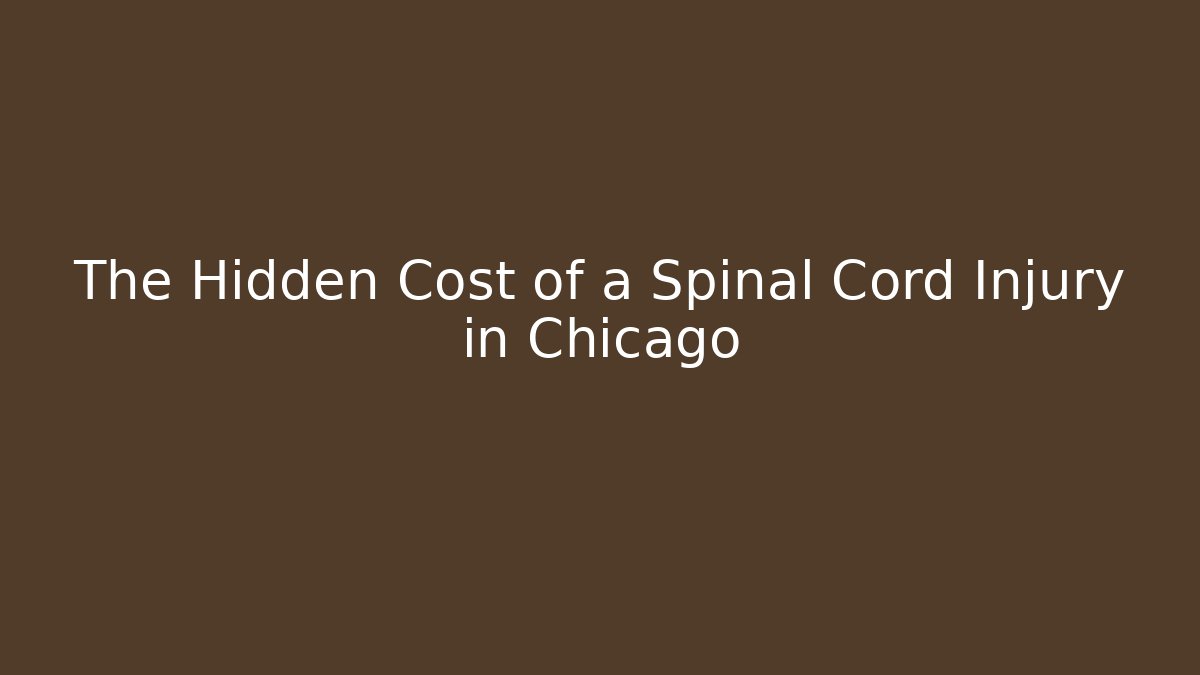 The Hidden Cost of a Spinal Cord Injury in Chicago