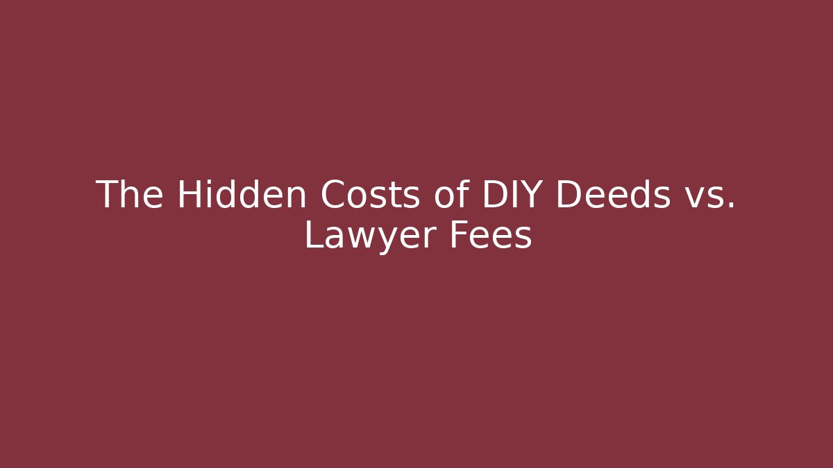 The Hidden Costs of DIY Deeds vs. Lawyer Fees