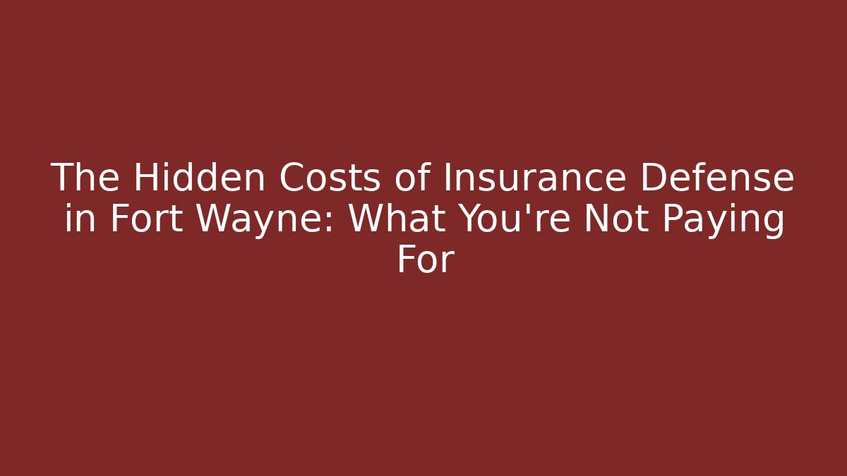 The Hidden Costs of Insurance Defense in Fort Wayne: What You’re Not Paying For