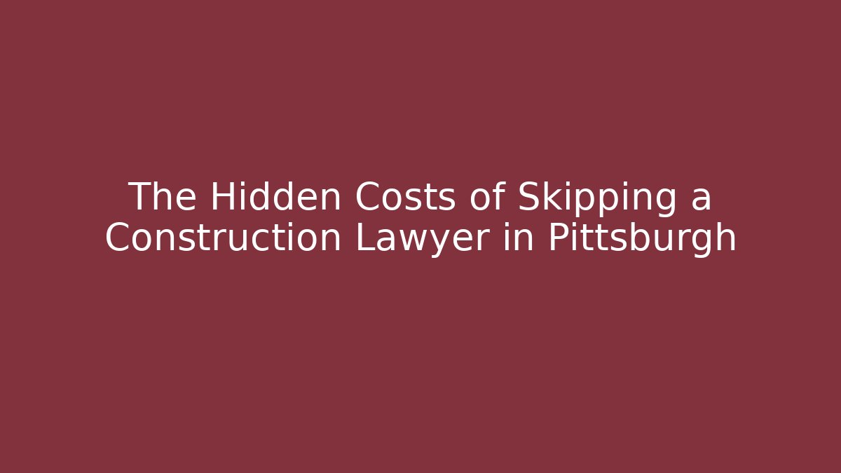 The Hidden Costs of Skipping a Construction Lawyer in Pittsburgh