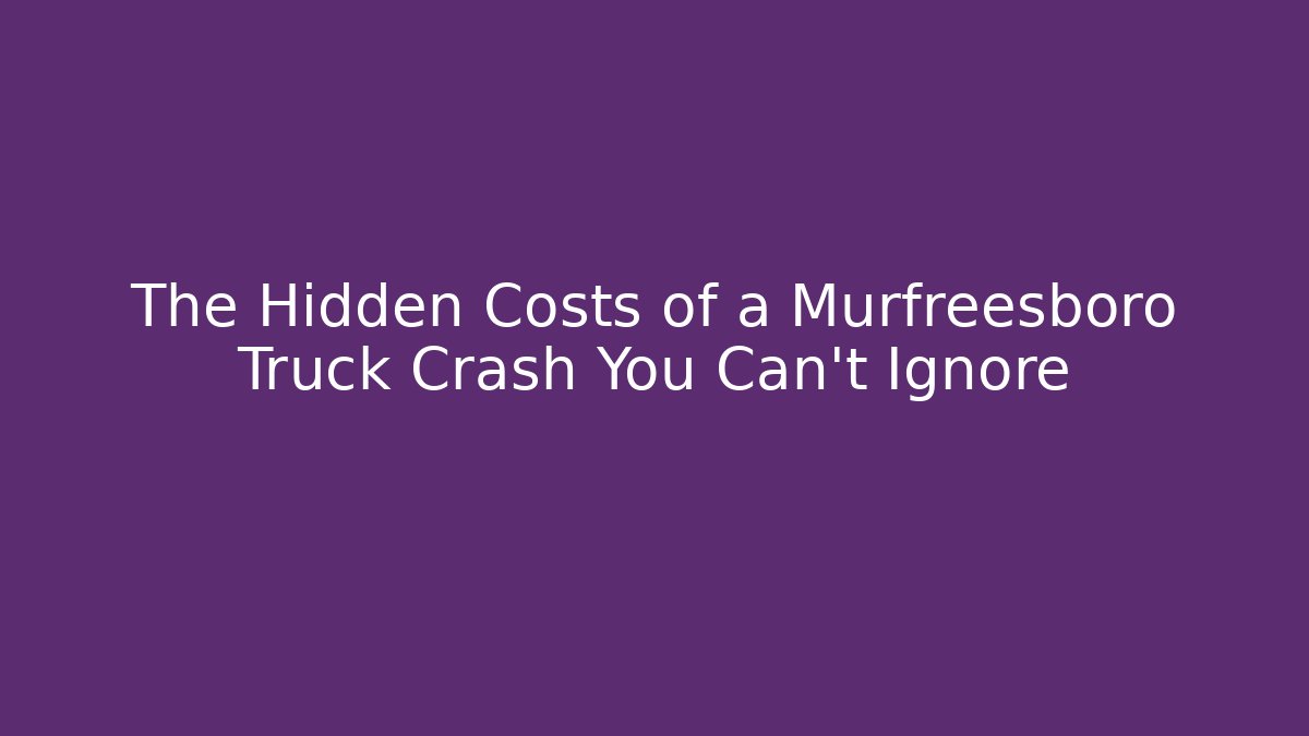 The Hidden Costs of a Murfreesboro Truck Crash You Can't Ignore