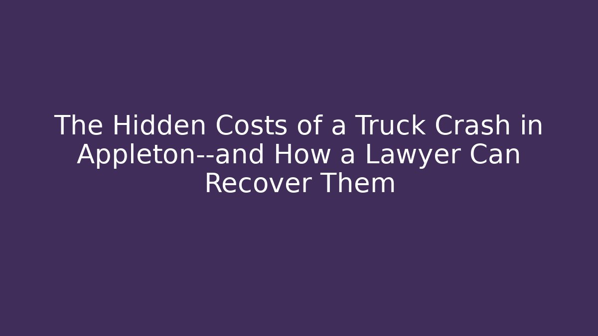The Hidden Costs of a Truck Crash in Appleton—and How a Lawyer Can Recover Them