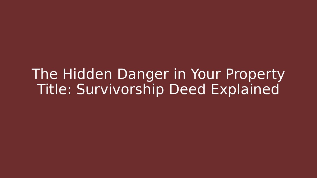 The Hidden Danger in Your Property Title: Survivorship Deed Explained - WealthxGroup