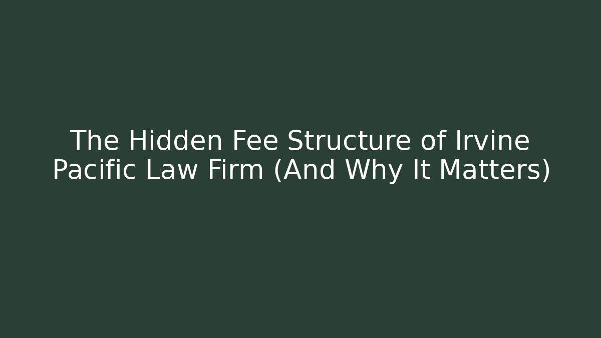 The Hidden Fee Structure of Irvine Pacific Law Firm (And Why It Matters) - WealthxGroup