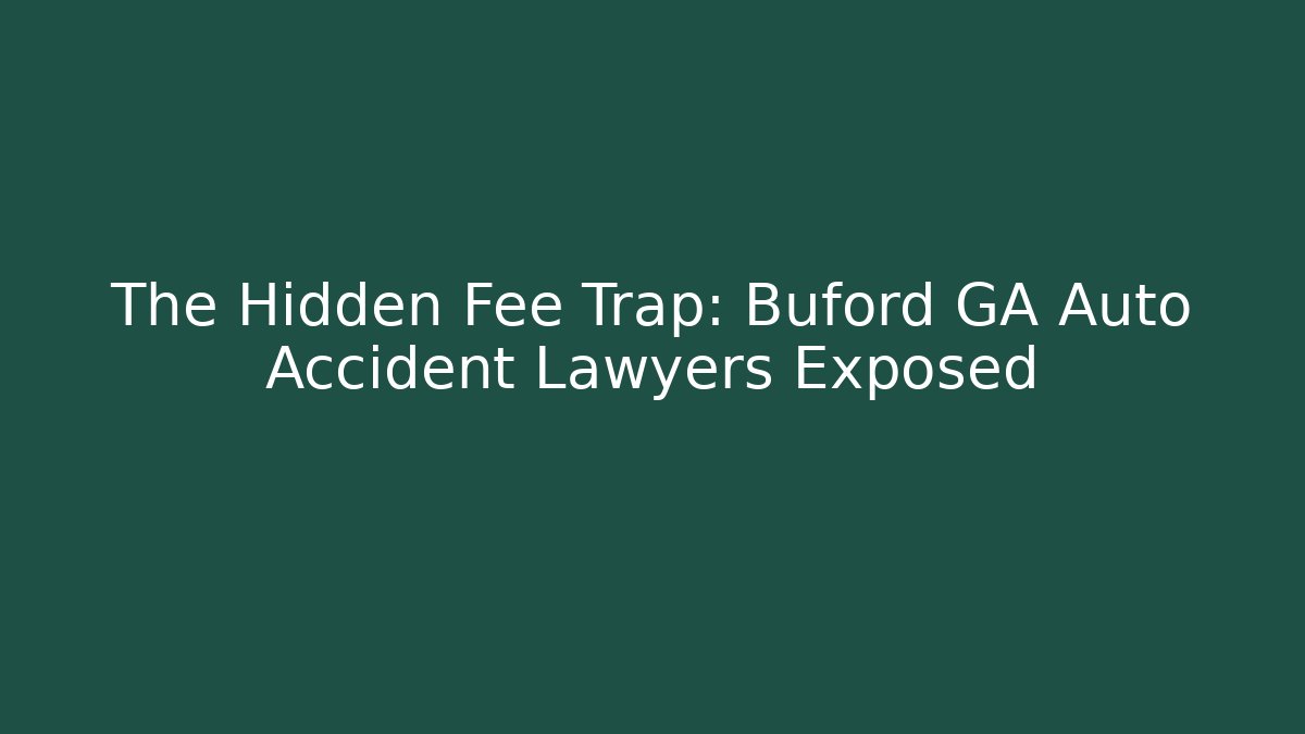 The Hidden Fee Trap: Buford GA Auto Accident Lawyers Exposed