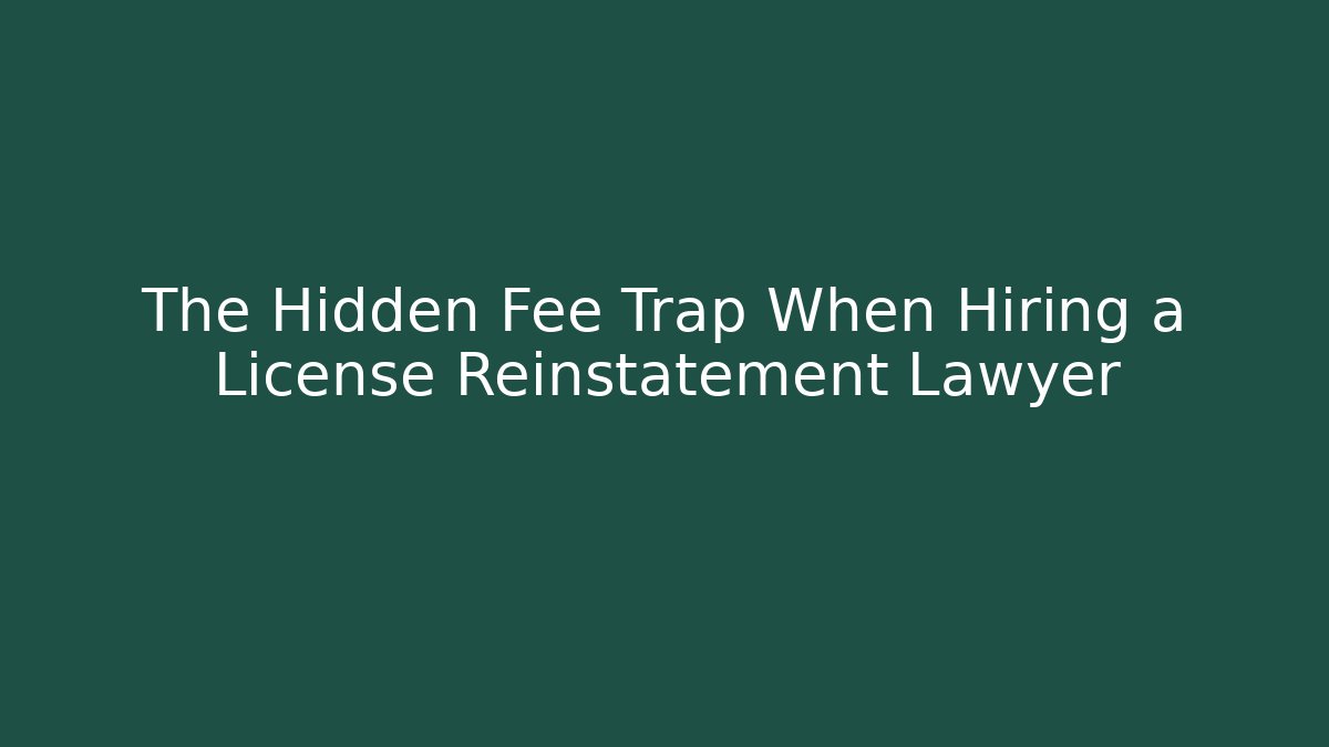 The Hidden Fee Trap When Hiring a License Reinstatement Lawyer