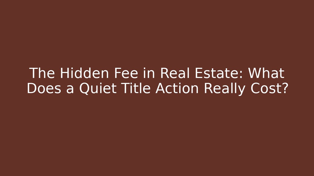 The Hidden Fee in Real Estate: What Does a Quiet Title Action Really Cost?