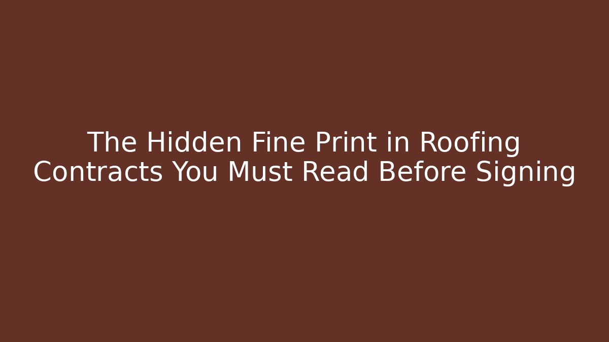 The Hidden Fine Print in Roofing Contracts You Must Read Before Signing