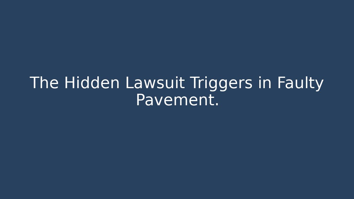 The Hidden Lawsuit Triggers in Faulty Pavement.