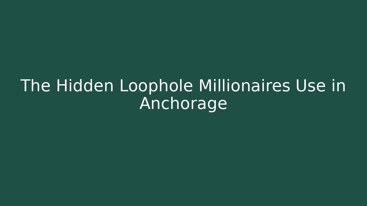 The Hidden Loophole Millionaires Use in Anchorage