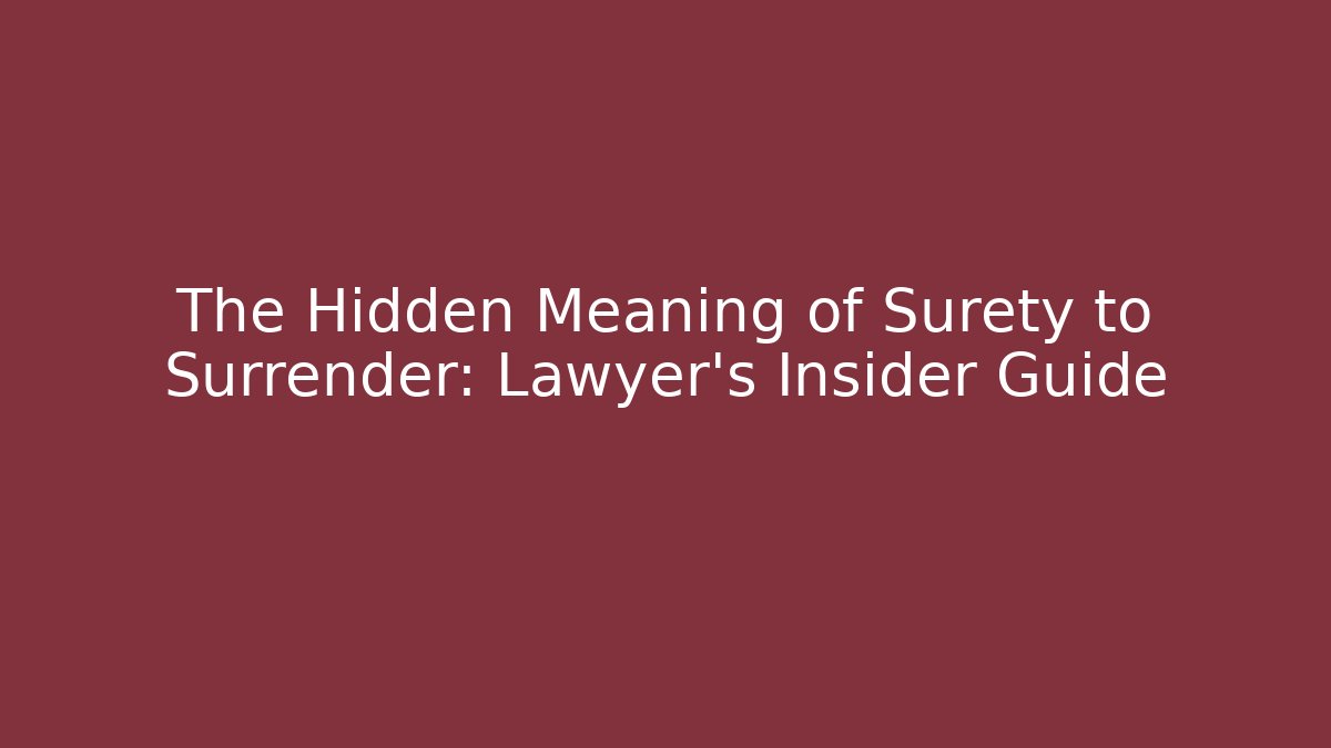 The Hidden Meaning of Surety to Surrender: Lawyer's Insider Guide