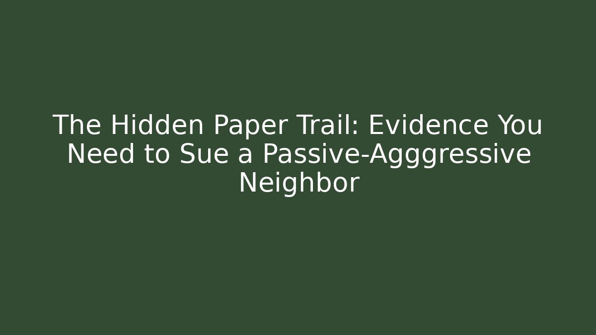 The Hidden Paper Trail: Evidence You Need to Sue a Passive-Agggressive Neighbor