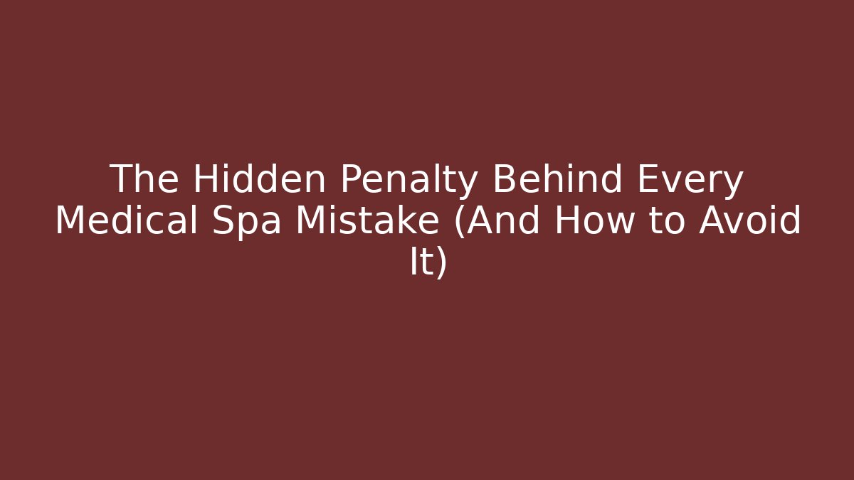The Hidden Penalty Behind Every Medical Spa Mistake (And How to Avoid It) - WealthxGroup