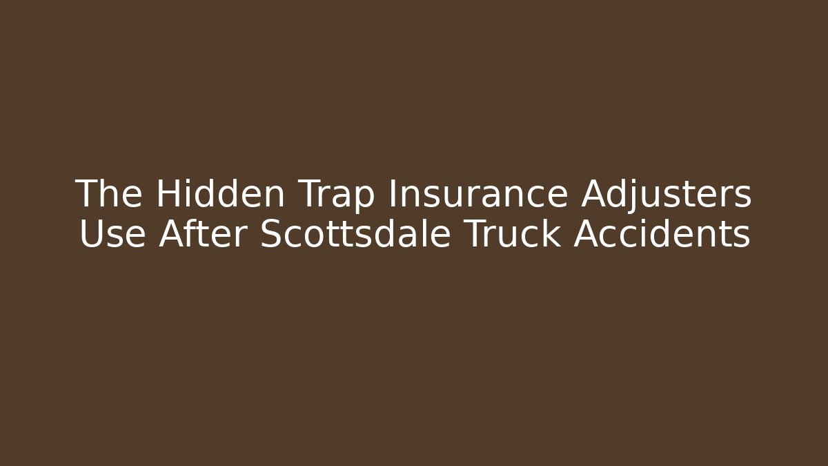 The Hidden Trap Insurance Adjusters Use After Scottsdale Truck Accidents