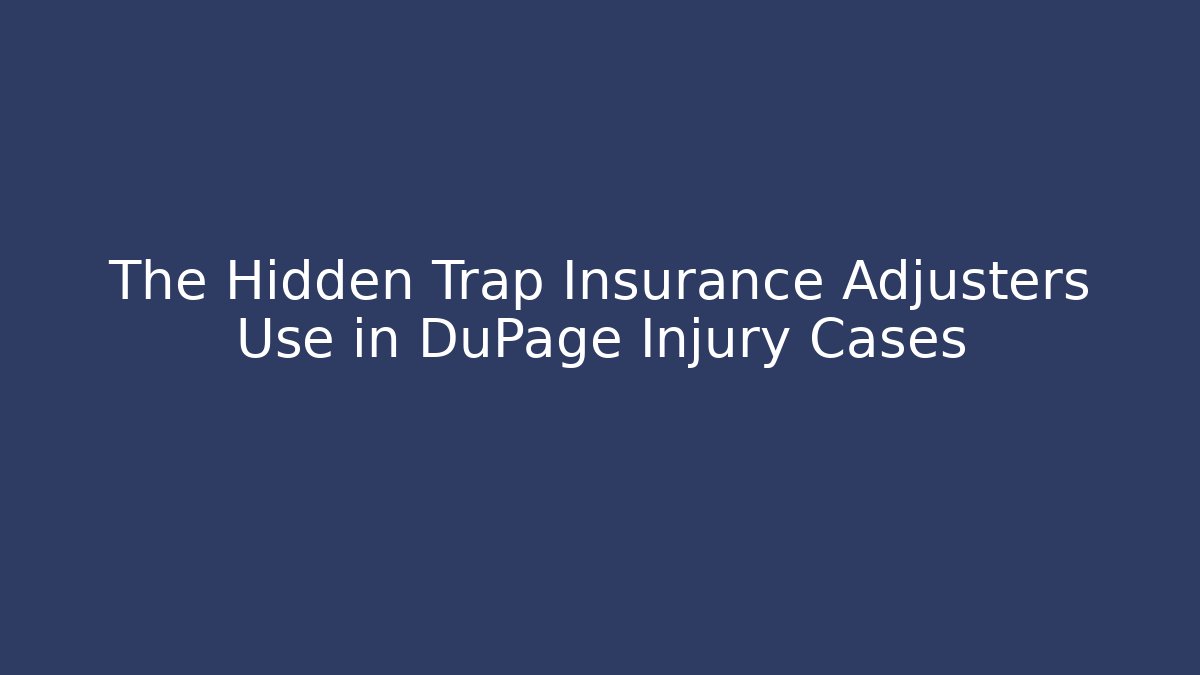 The Hidden Trap Insurance Adjusters Use in DuPage Injury Cases