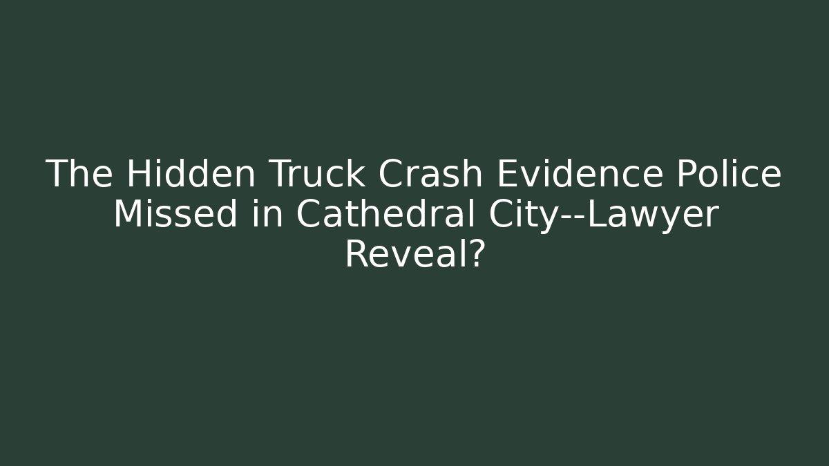The Hidden Truck Crash Evidence Police Missed in Cathedral City—Lawyer Reveal?