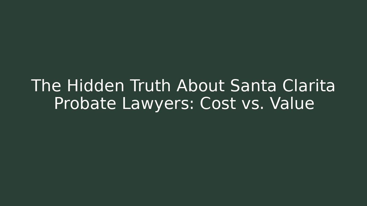 The Hidden Truth About Santa Clarita Probate Lawyers: Cost vs. Value