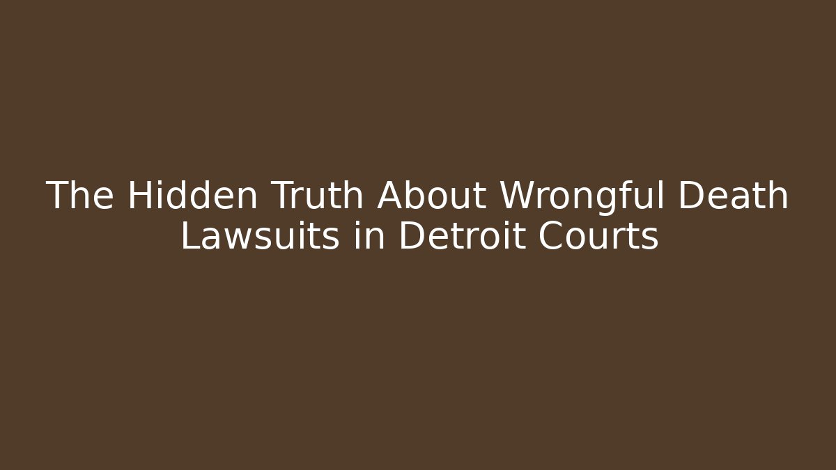 The Hidden Truth About Wrongful Death Lawsuits in Detroit Courts