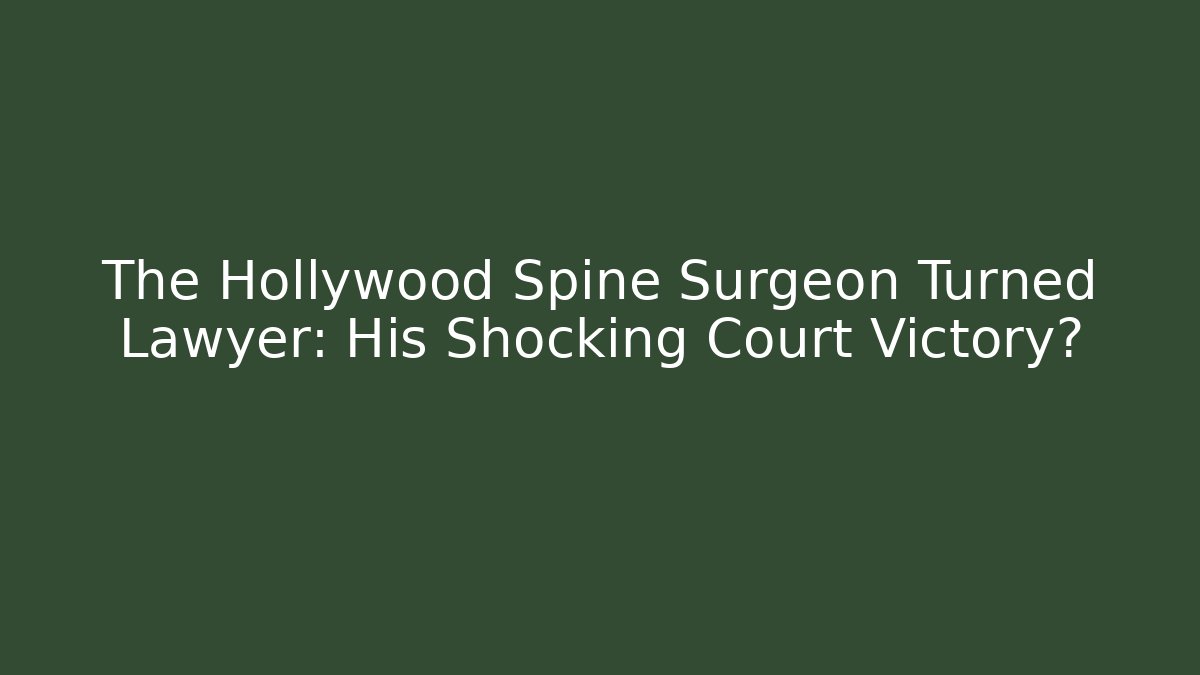 The Hollywood Spine Surgeon Turned Lawyer: His Shocking Court Victory?