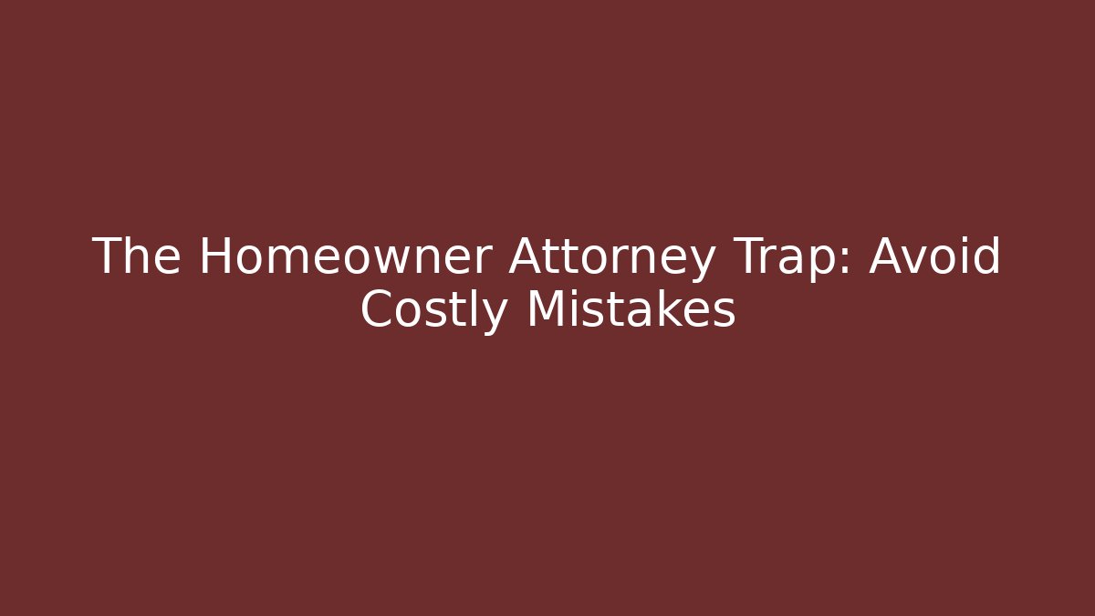 The Homeowner Attorney Trap: Avoid Costly Mistakes