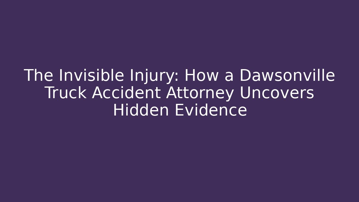 The Invisible Injury: How a Dawsonville Truck Accident Attorney Uncovers Hidden Evidence