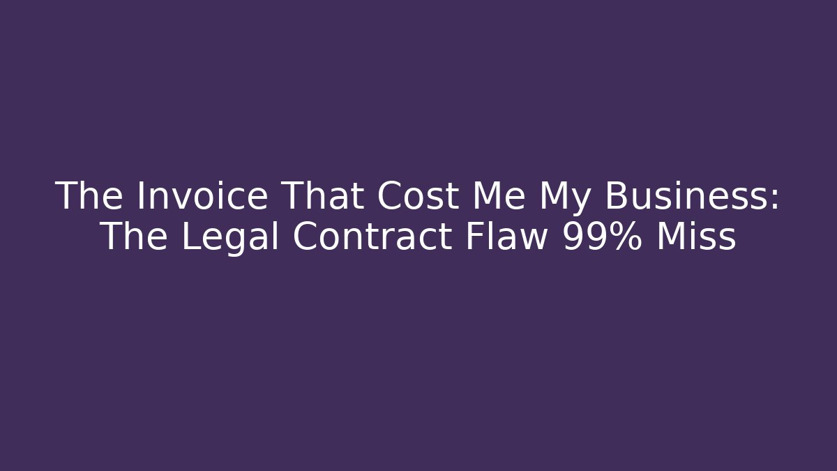 The Invoice That Cost Me My Business: The Legal Contract Flaw 99% Miss
