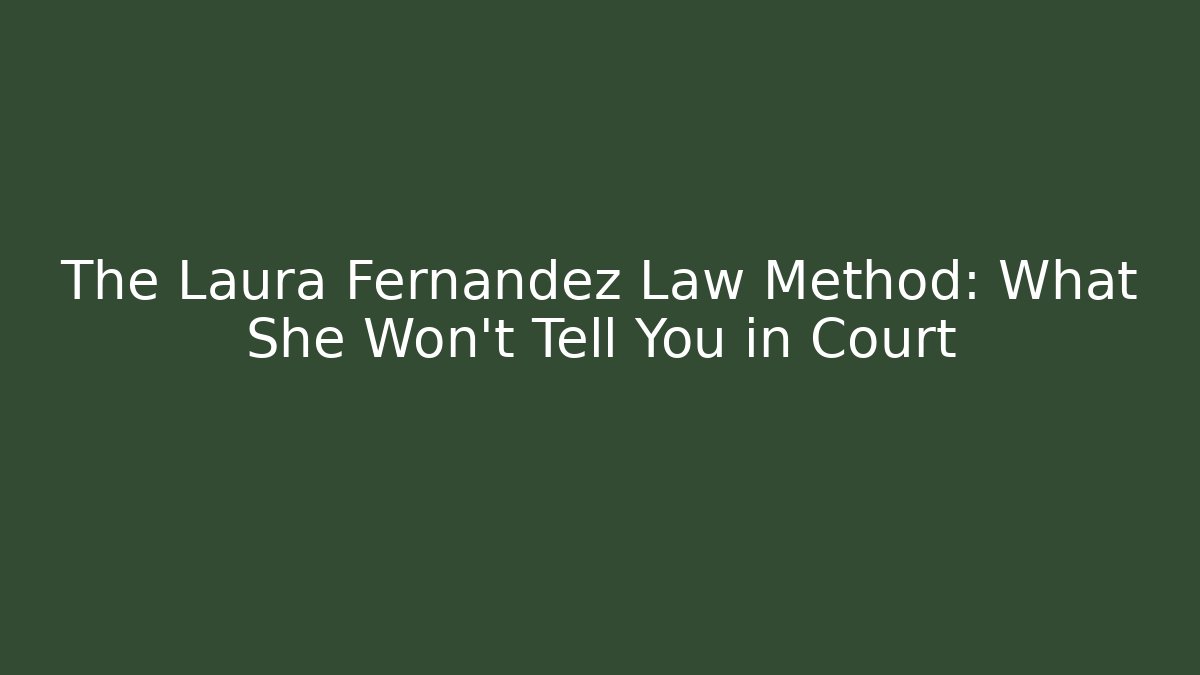 The Laura Fernandez Law Method: What She Won't Tell You in Court