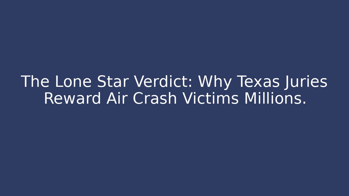 The Lone Star Verdict: Why Texas Juries Reward Air Crash Victims Millions.