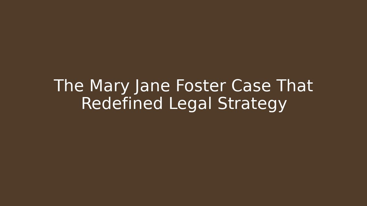 The Mary Jane Foster Case That Redefined Legal Strategy