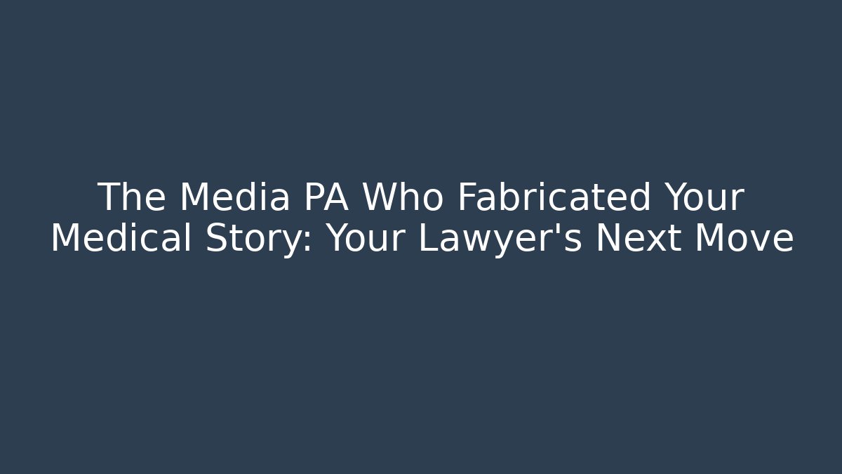 The Media PA Who Fabricated Your Medical Story: Your Lawyer's Next Move