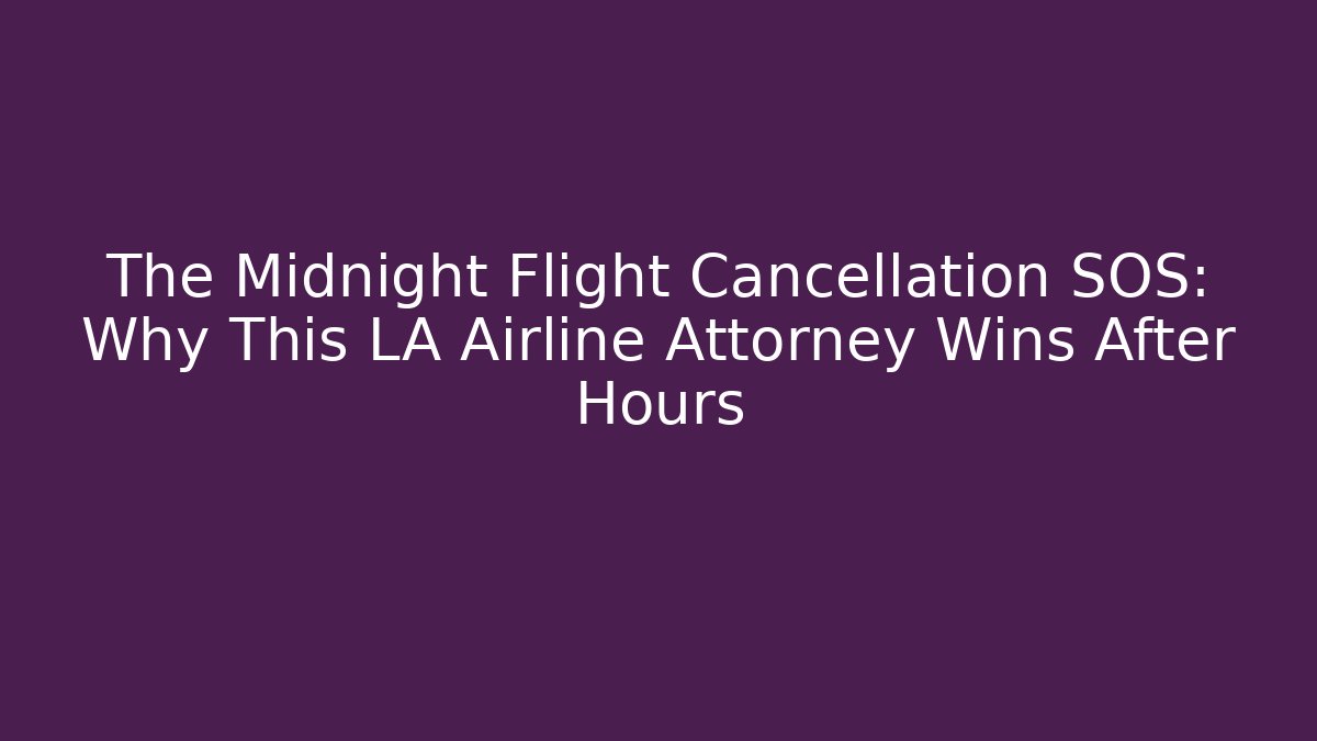 The Midnight Flight Cancellation SOS: Why This LA Airline Attorney Wins After Hours