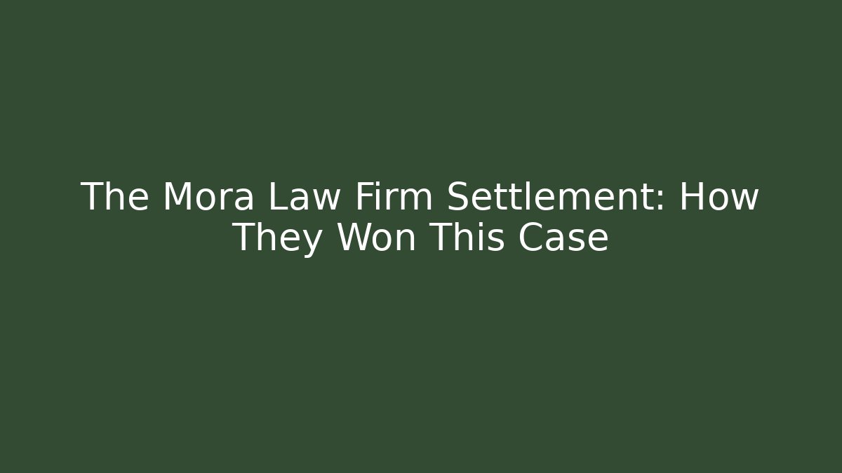 The Mora Law Firm Settlement: How They Won This Case