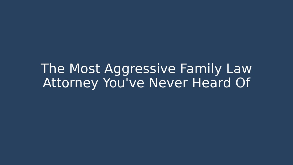 The Most Aggressive Family Law Attorney You’ve Never Heard Of