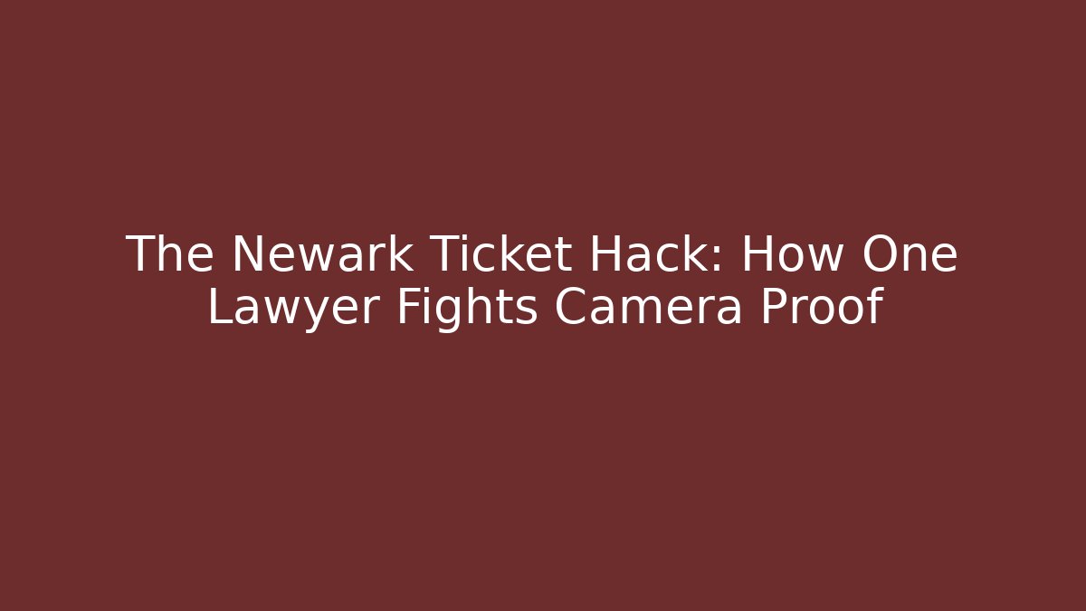 The Newark Ticket Hack: How One Lawyer Fights Camera Proof