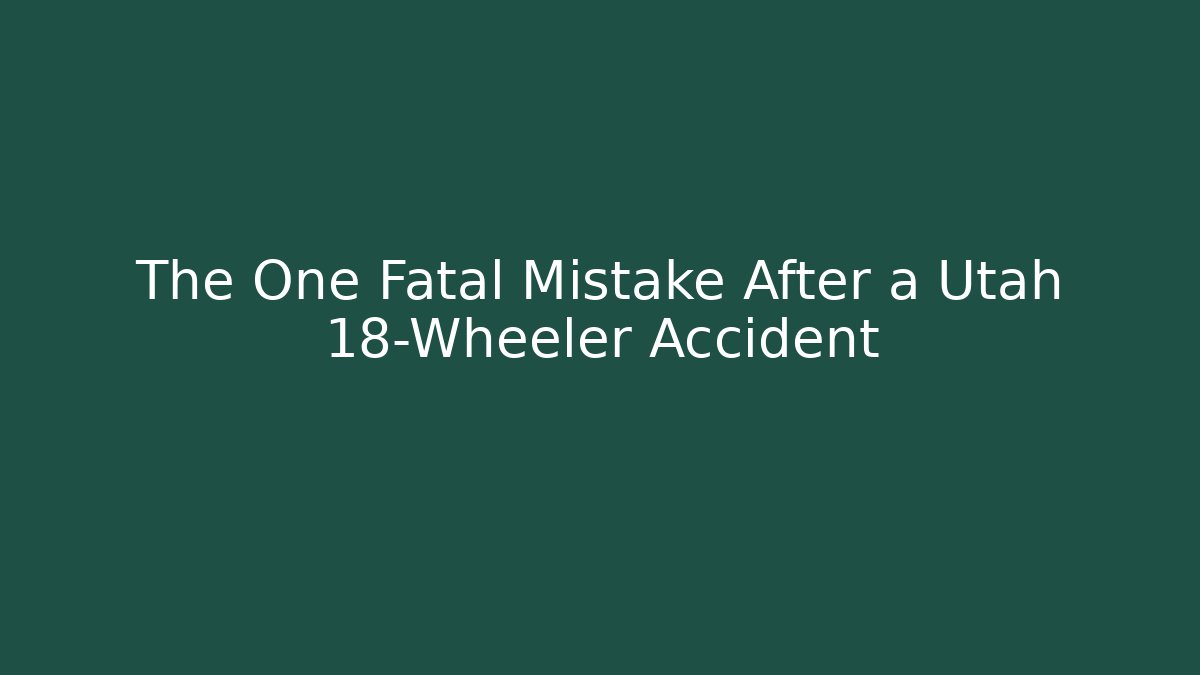 The One Fatal Mistake After a Utah 18-Wheeler Accident