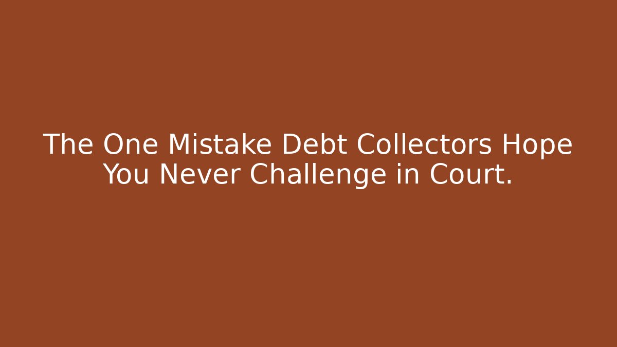 The One Mistake Debt Collectors Hope You Never Challenge in Court.