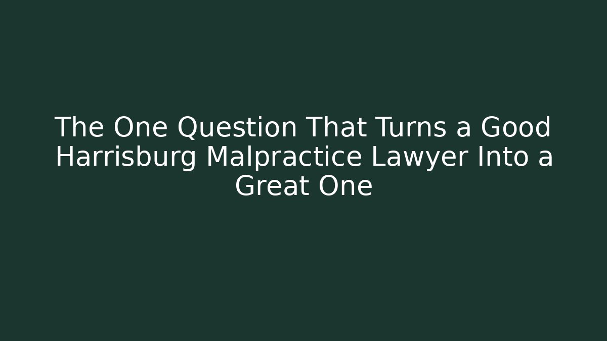 The One Question That Turns a Good Harrisburg Malpractice Lawyer Into a Great One