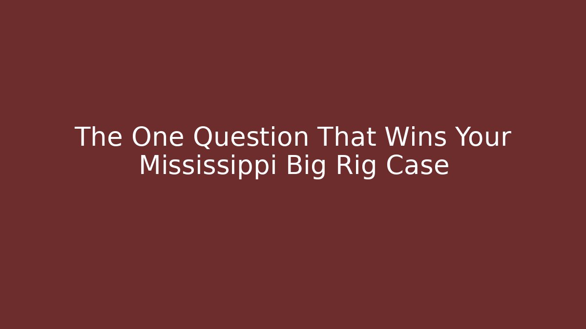 The One Question That Wins Your Mississippi Big Rig Case