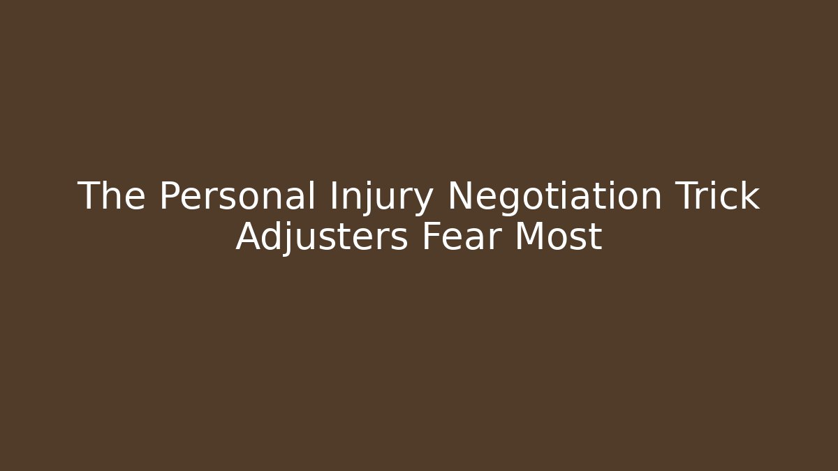The Personal Injury Negotiation Trick Adjusters Fear Most