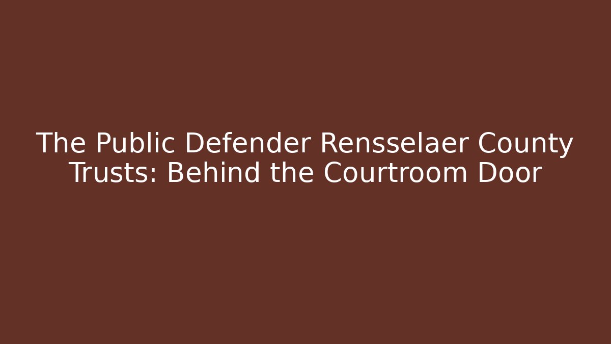 The Public Defender Rensselaer County Trusts: Behind the Courtroom Door