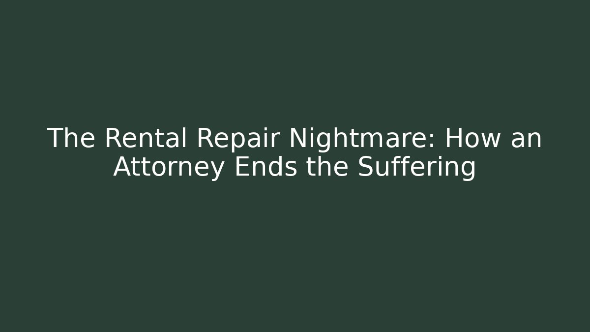 The Rental Repair Nightmare: How an Attorney Ends the Suffering