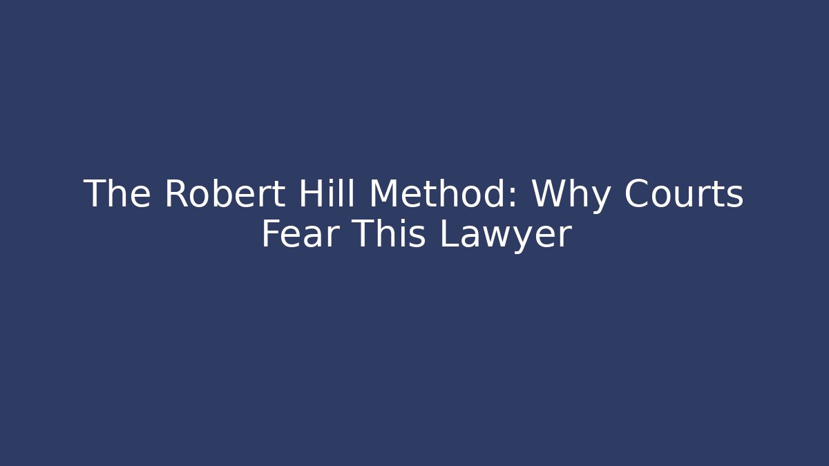The Robert Hill Method: Why Courts Fear This Lawyer - WealthxGroup