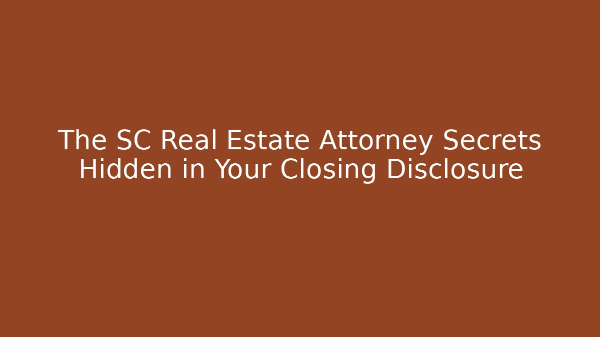 The SC Real Estate Attorney Secrets Hidden in Your Closing Disclosure